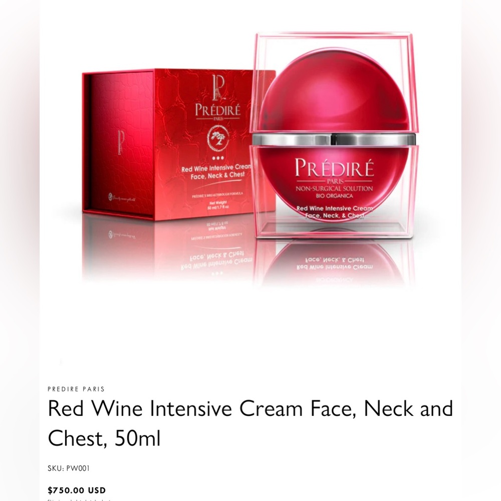 PREDIRE PARIS Red Wine Intensive Cream Face, Neck Chest, 50ml NIB
FIRM PRICE